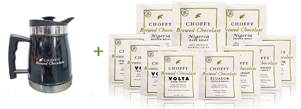 Choffy Brewed Cacao - Ultimate Sampler Set with a French Press - Chrome