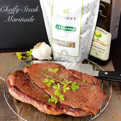 Steak resting in a Choffy marinade