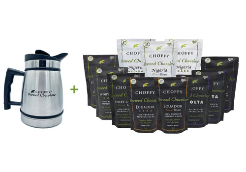 Choffy Brewed Cacao - Ultimate Variety Set with a French Press - Chrome