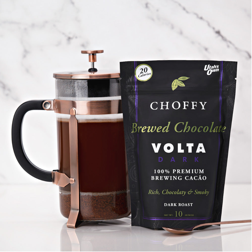 The coffee routine, with cacao in the cup
