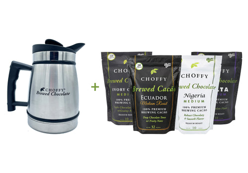 Choffy Brewed Cacao - 10 oz Medium Roast Variety Set with French Press